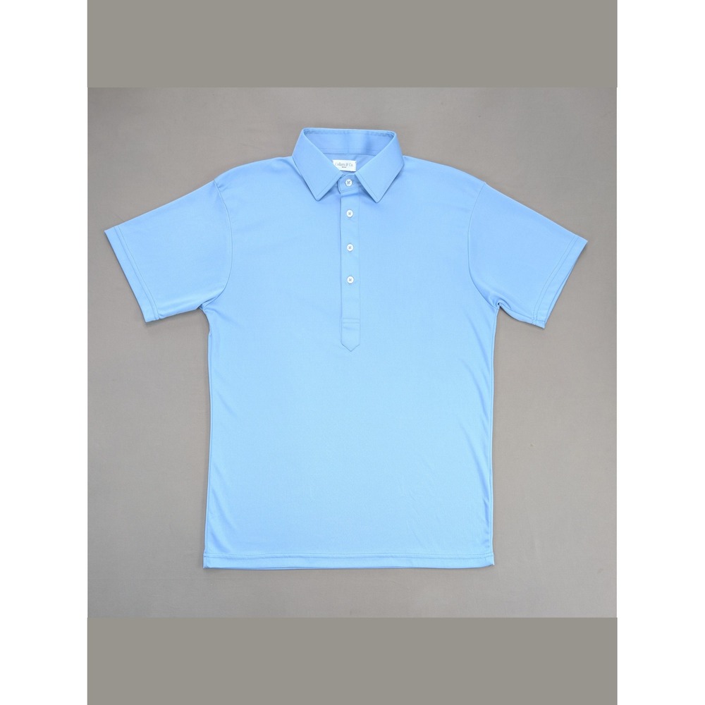 Collars & Co Dress Collar Polo Shirt Blue Performance Golf Business Casual M